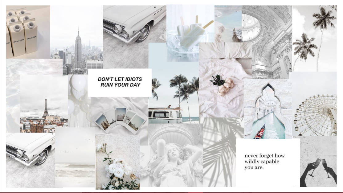 White Aesthetic Collage Laptop Wallpaper