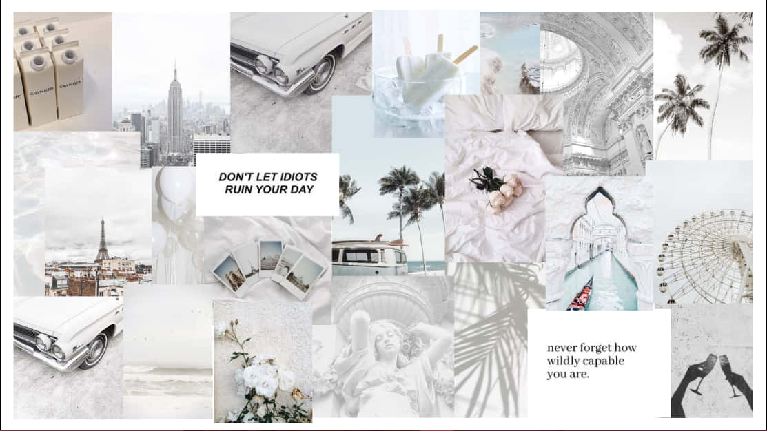 A White And White Collage With A White And White Theme Wallpaper