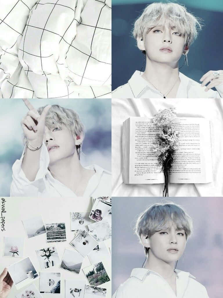 White Aesthetic Collage Kim Taehyung Background