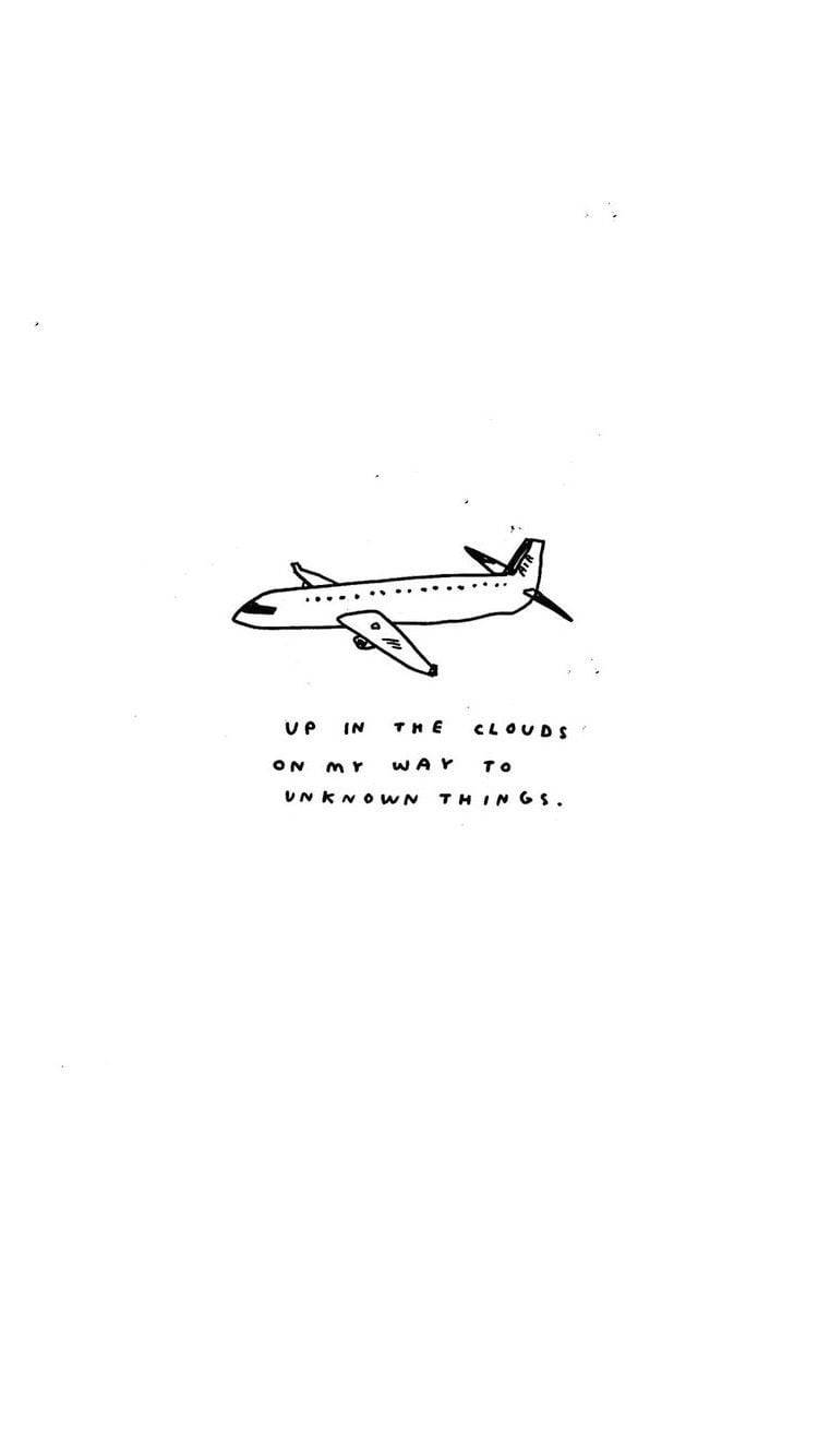 White Aesthetic Tumblr Airplane Drawing Wallpaper