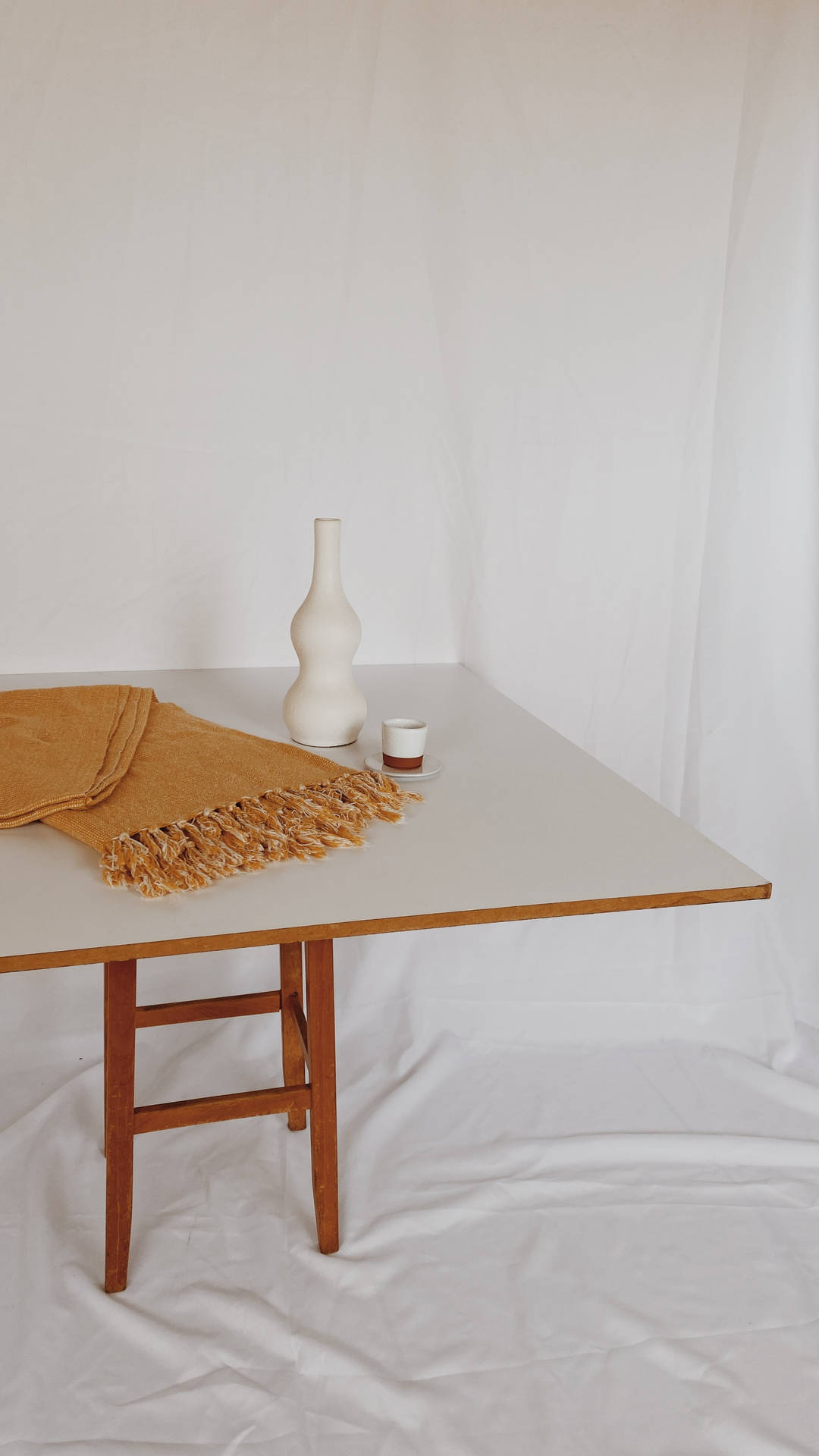 White Aesthetic Wooden Table