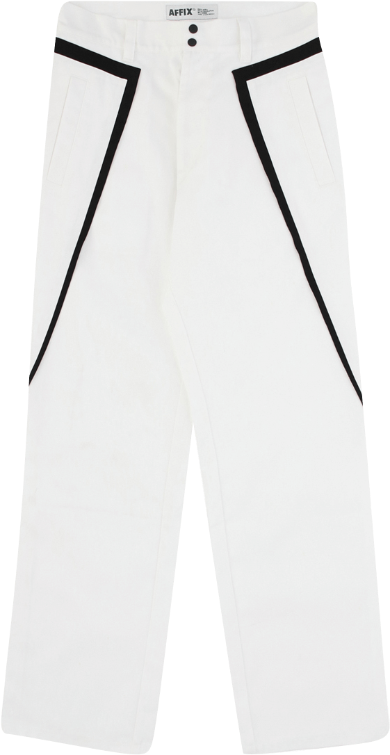 White Affix Track Pantswith Black Trim PNG