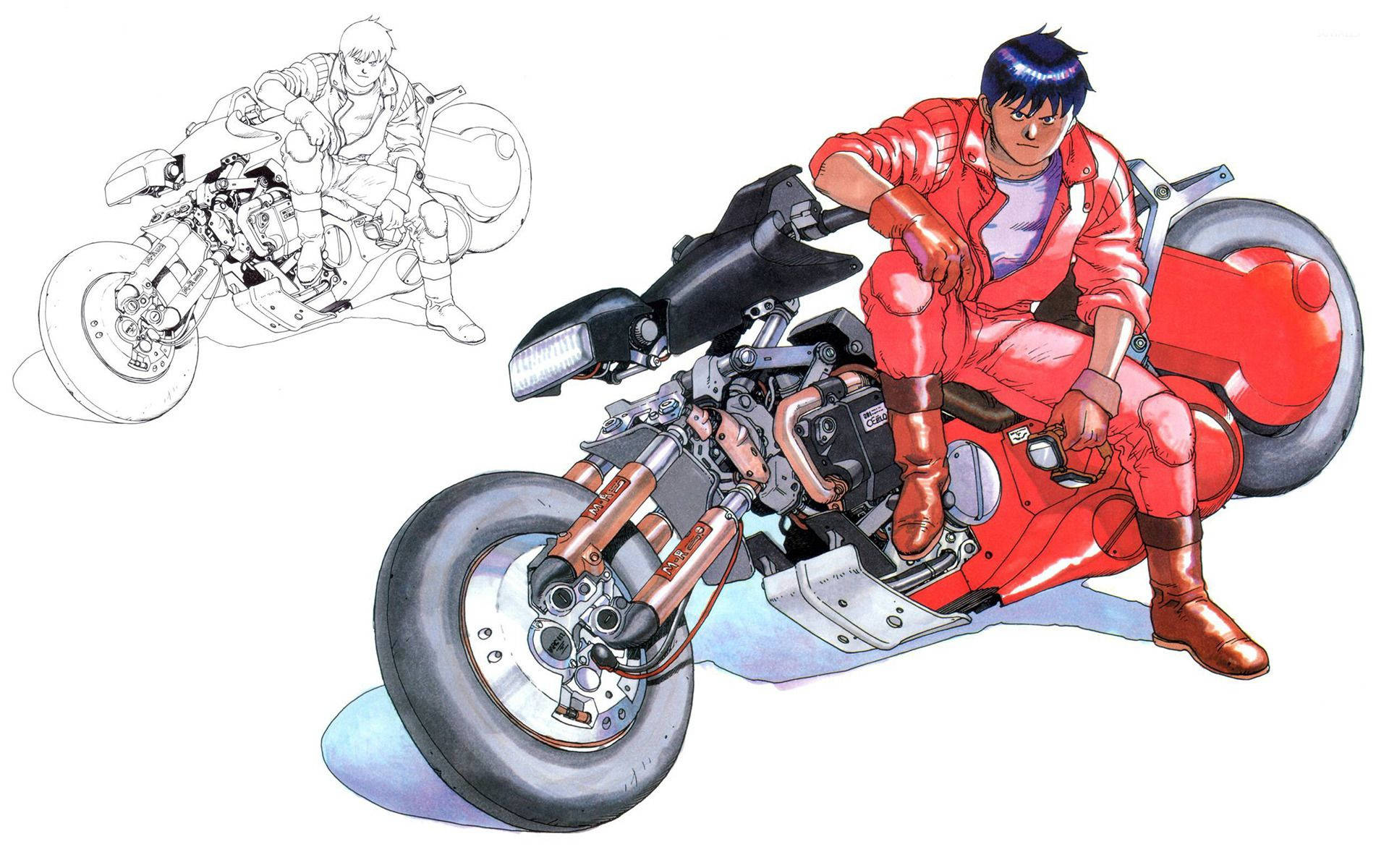 White Akira Kaneda On Bike Background