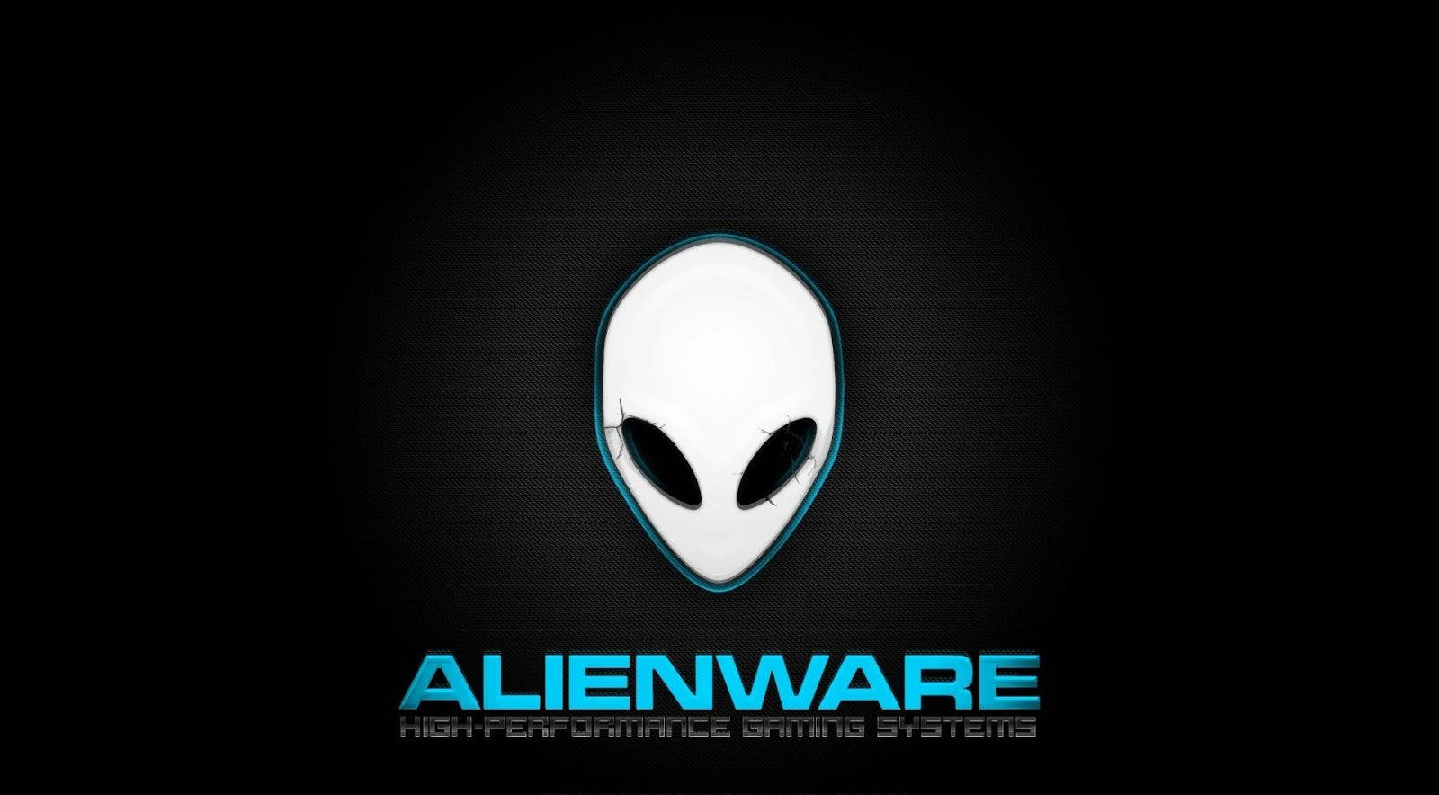 Hvid Alienware Logo Og Ordmærke i en Omsluttet Grå Baggrund. Wallpaper