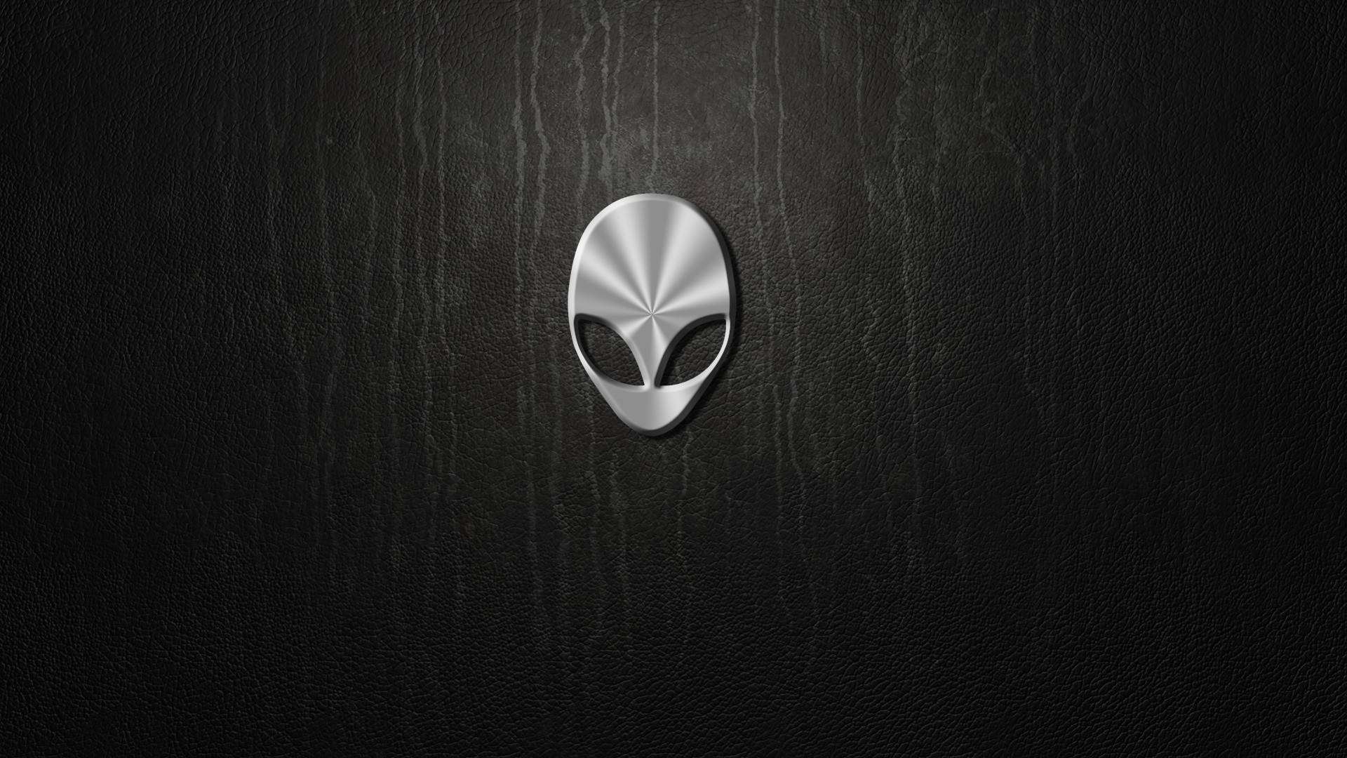 Hvid Alienware Logo på Læder Baggrund Wallpaper