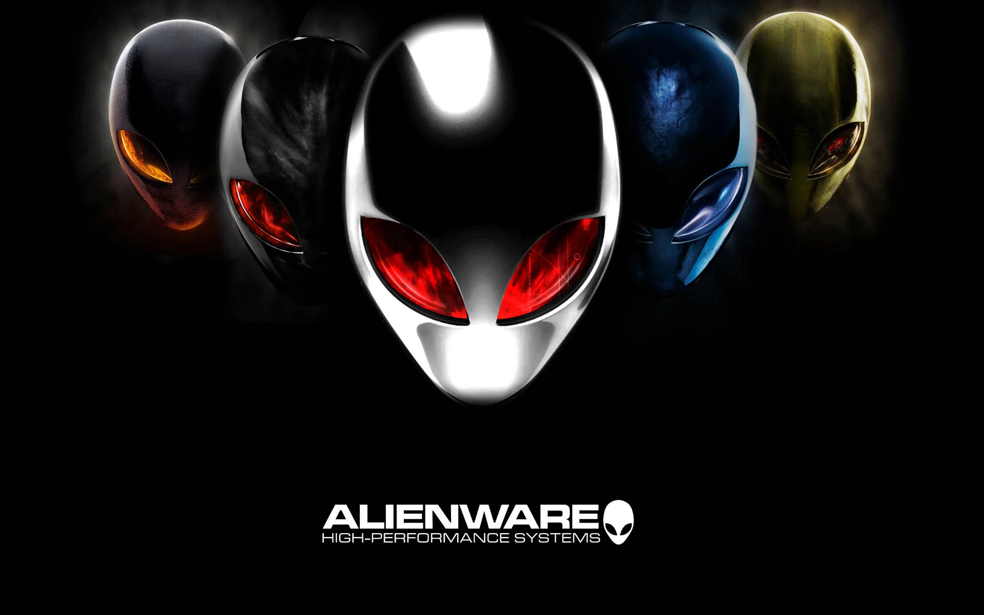 White Alienware With Head Icons Wallpaper