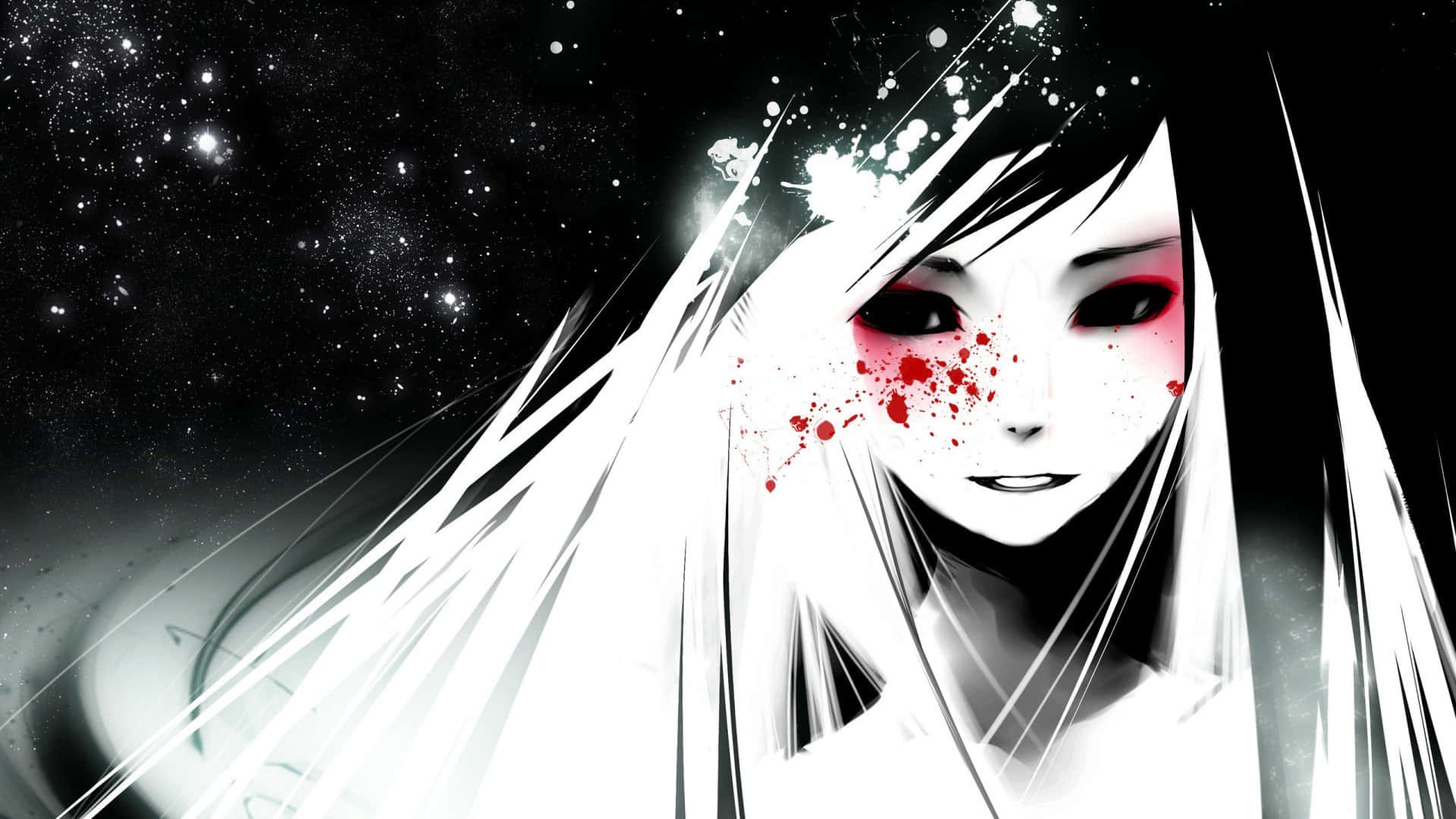 Imagende Perfil De Anime En Blanco Y Negro Con Sangre Fondo de pantalla