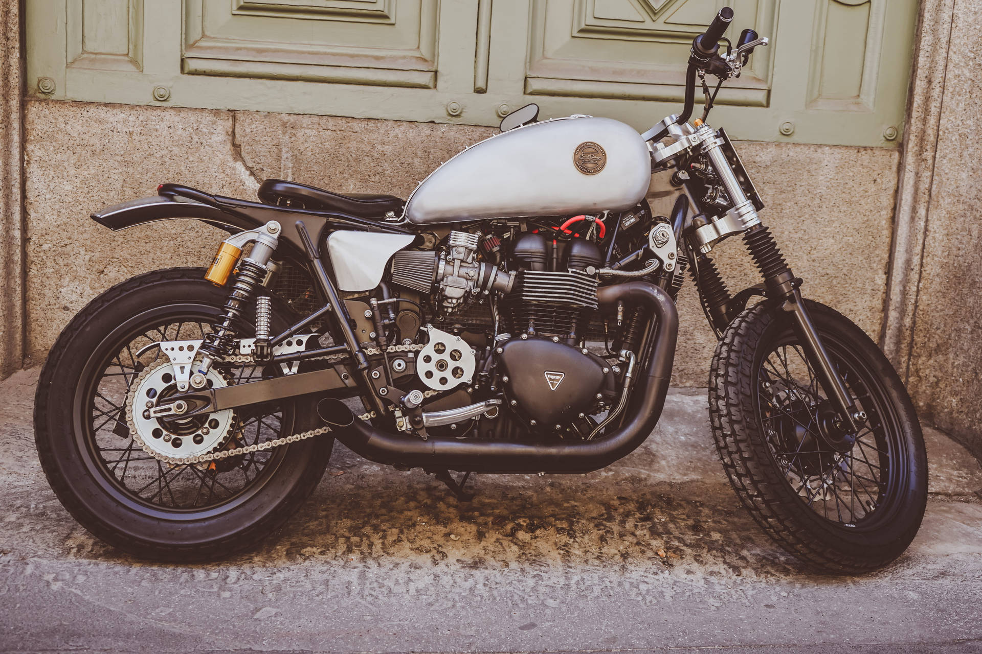 White And Black Bobber Motorcycle Wallpaper