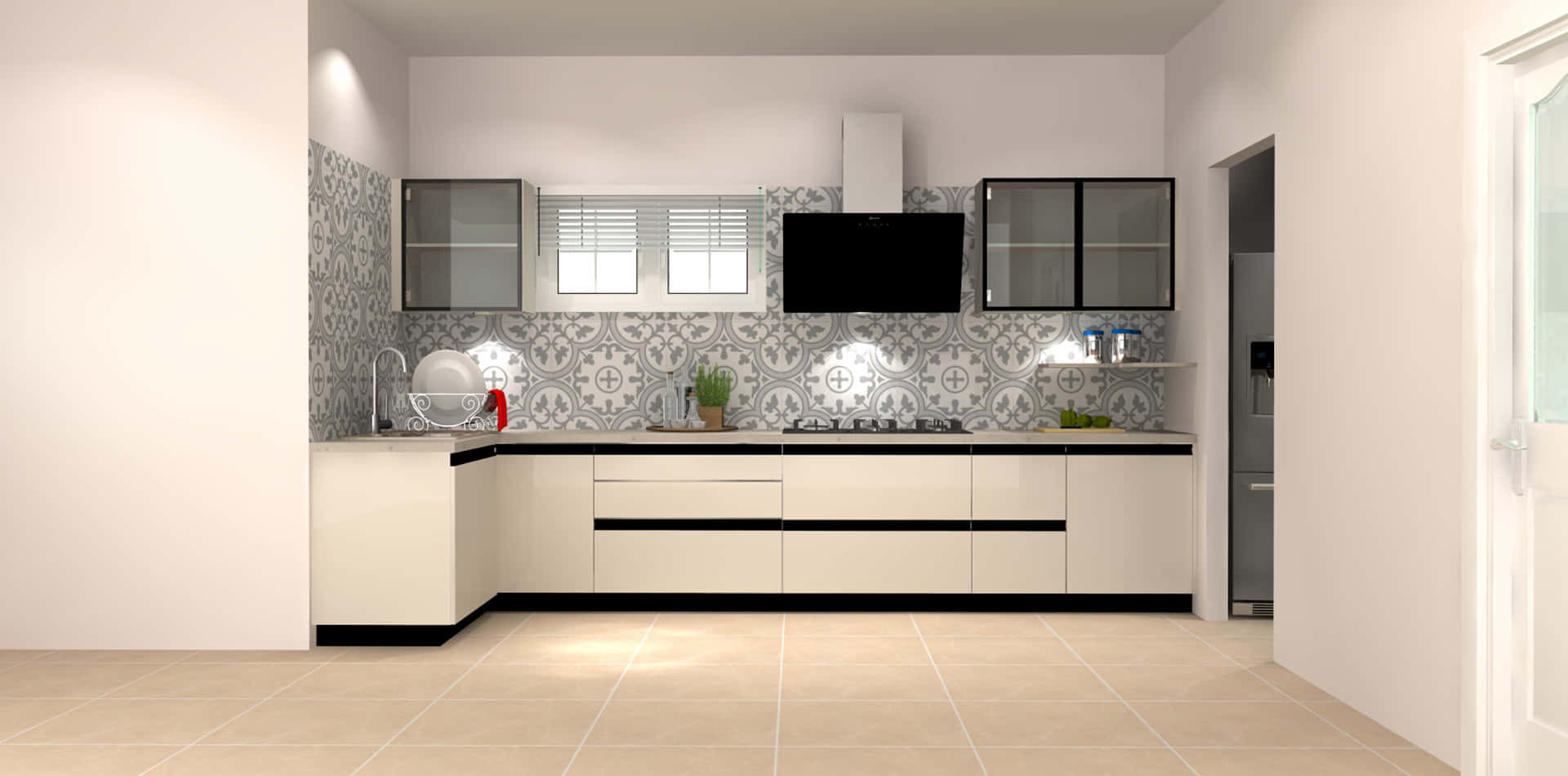 White And Black Modular Kitchen Picture