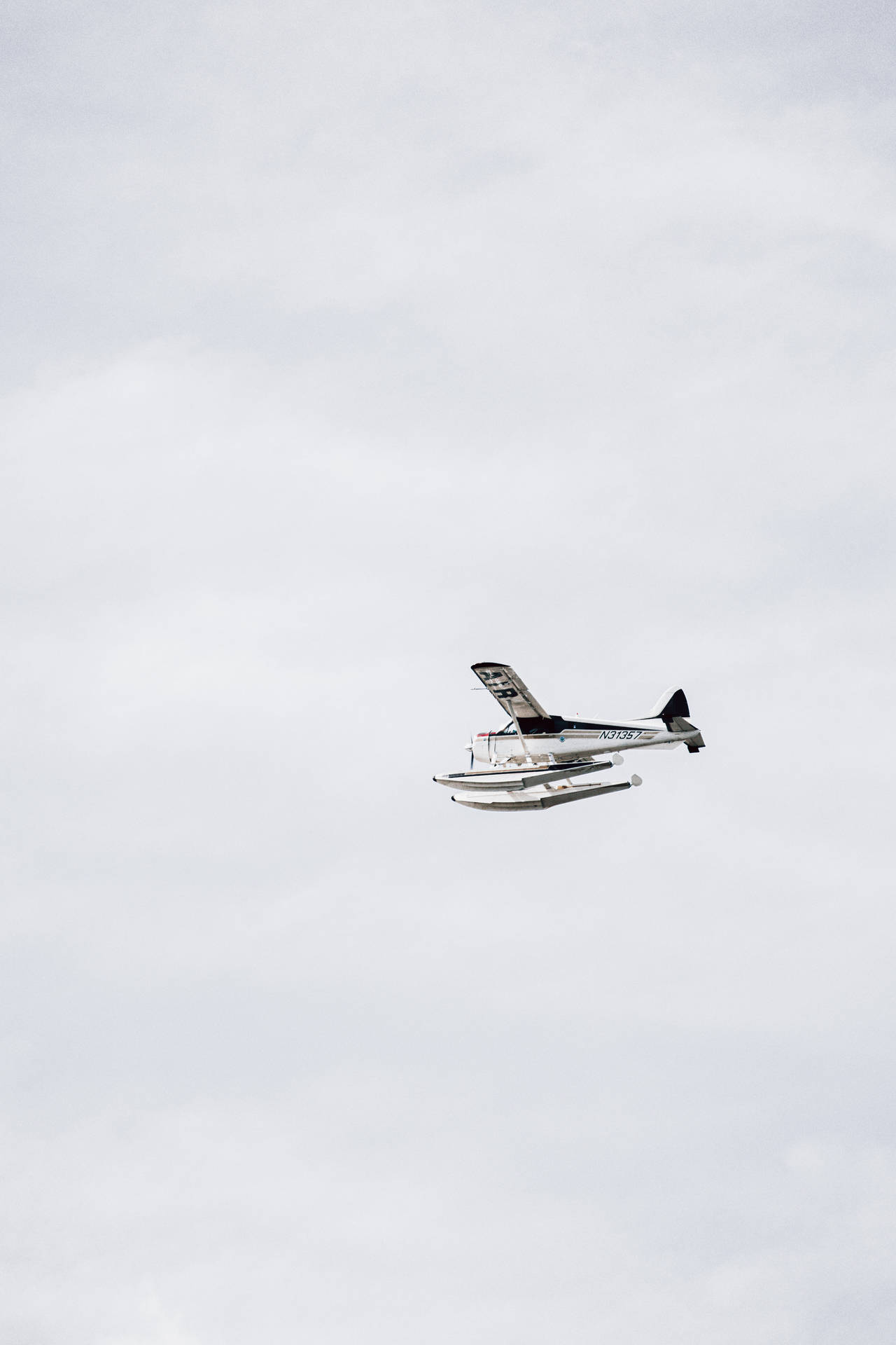 White and Black Small Plane Taking Off Wallpaper