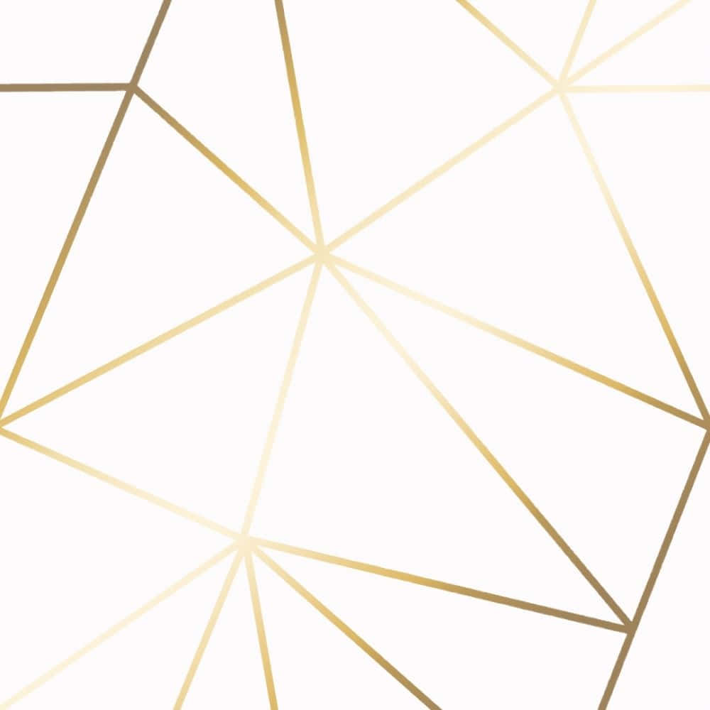 Goldenesgeometrisches Muster Mit Dreiecken Auf Weißem Hintergrund.