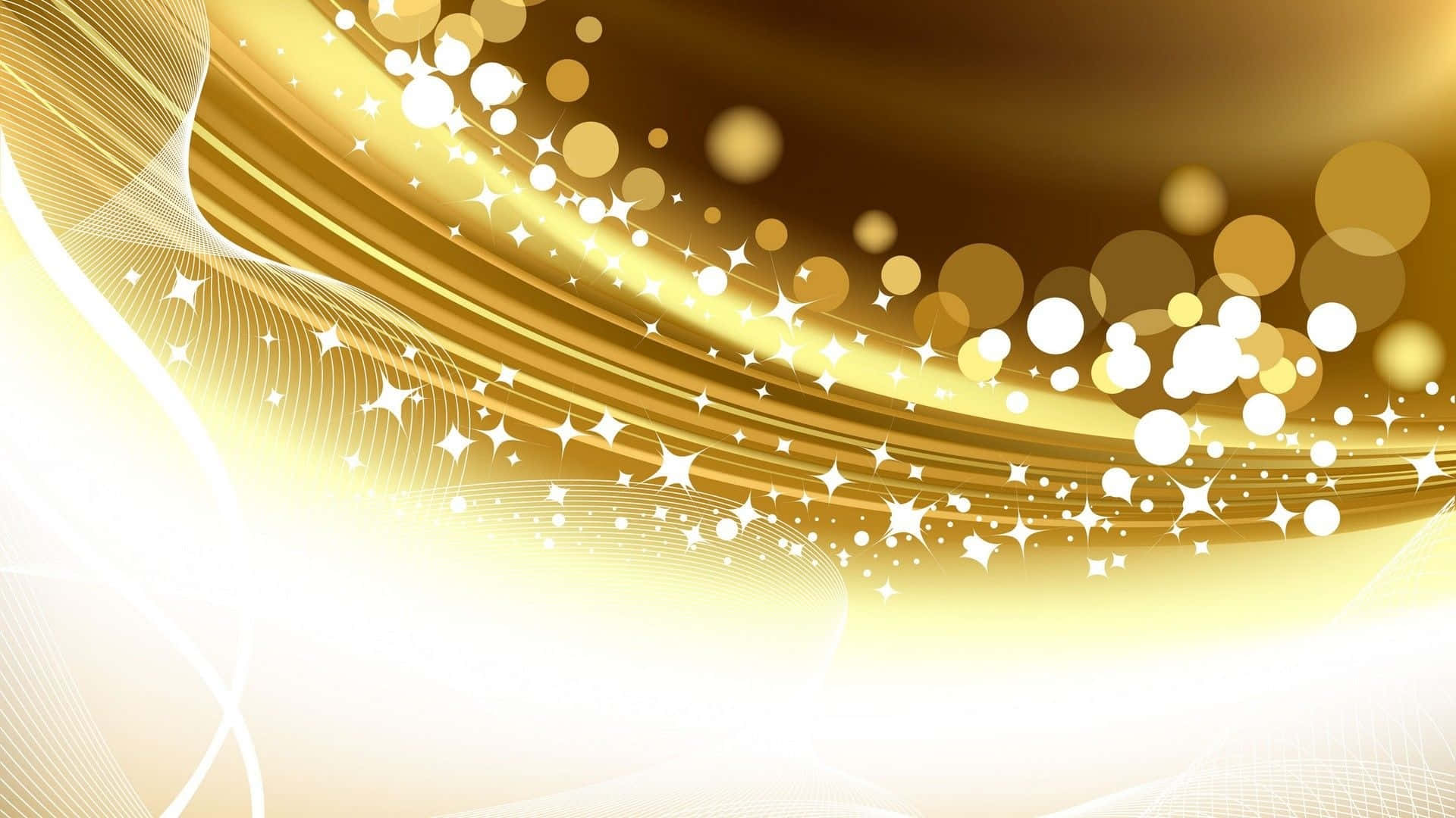 Golden Background With Stars And Swirls