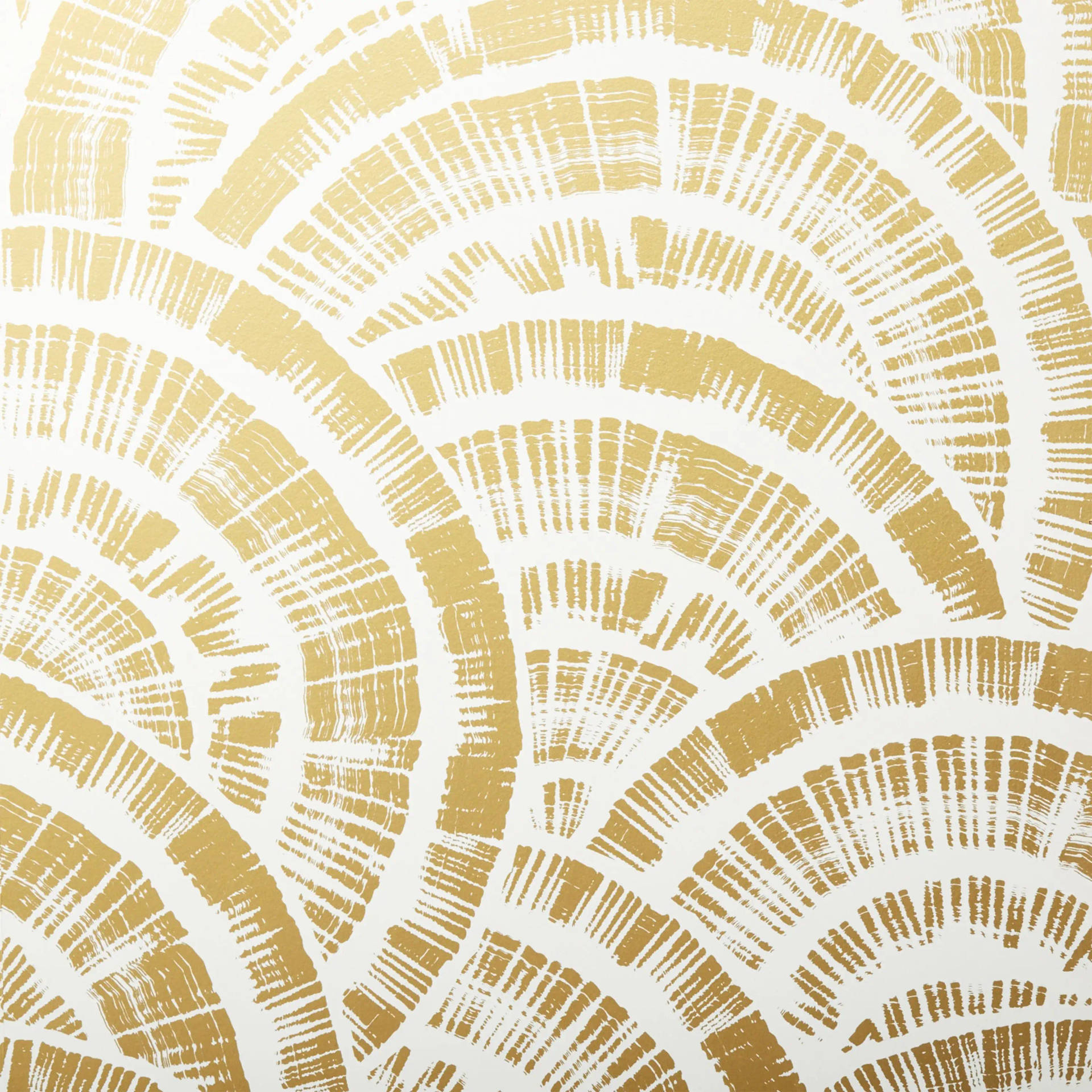 White And Gold Shell Print Wallpaper