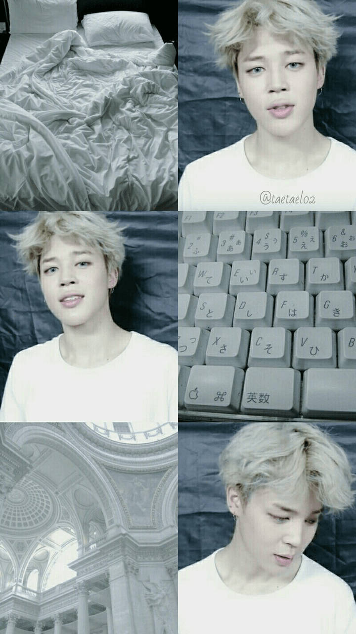 Download White And Gray Jimin Aesthetic Wallpaper 