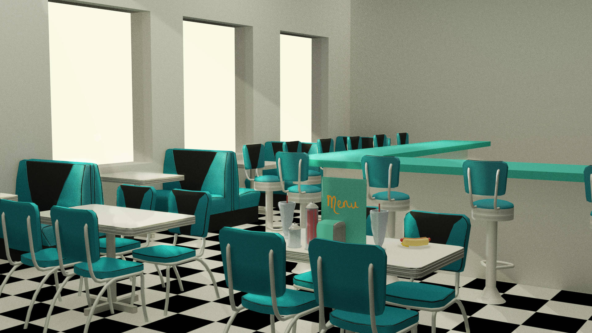 White And Green 50s Diner Wallpaper