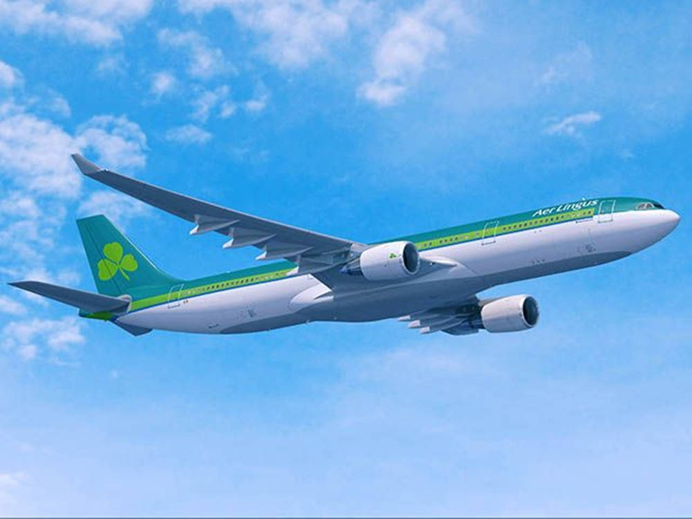 White And Green Aer Lingus Airplane Picture