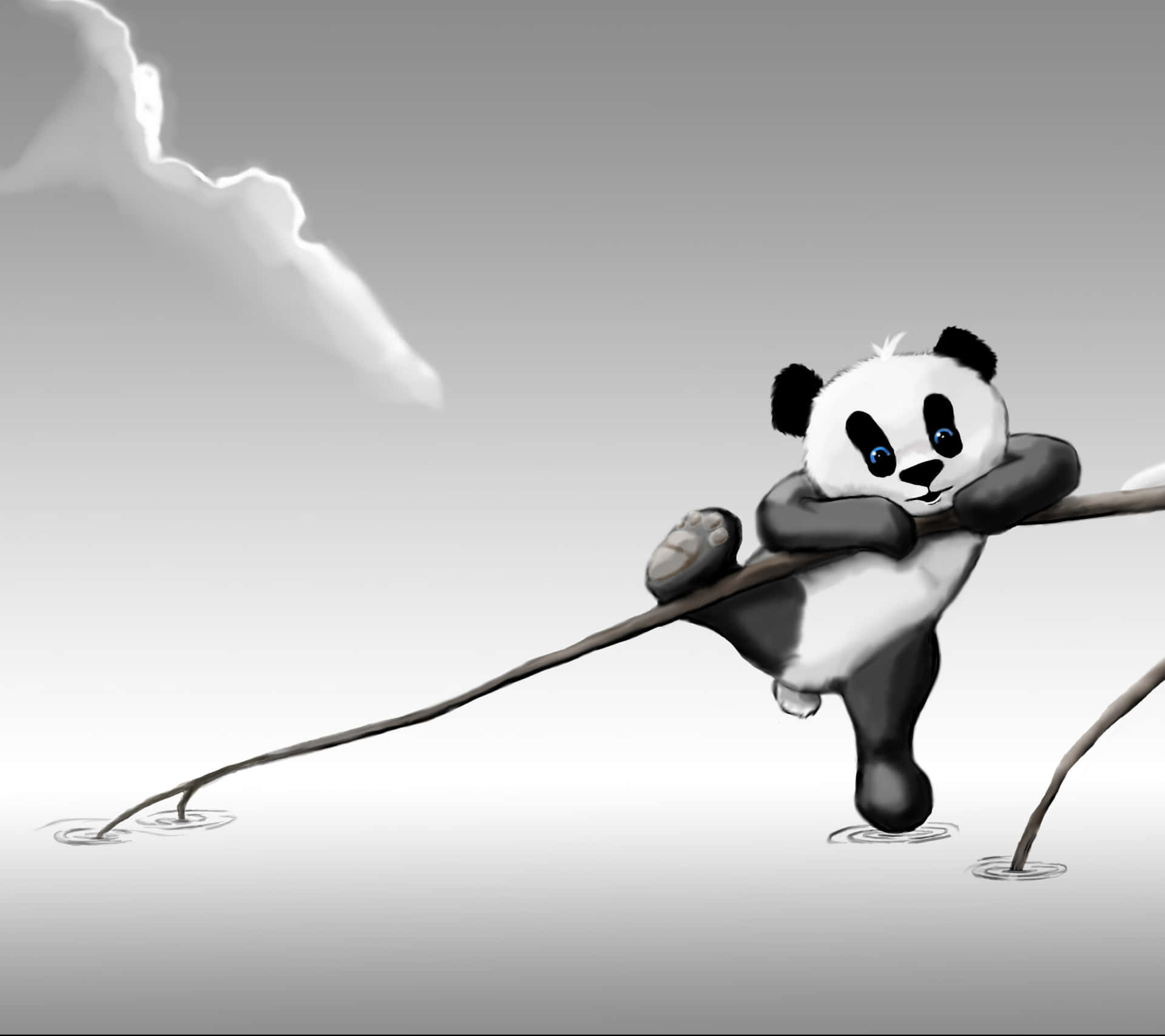 White And Grey Cute Cartoon Panda Background