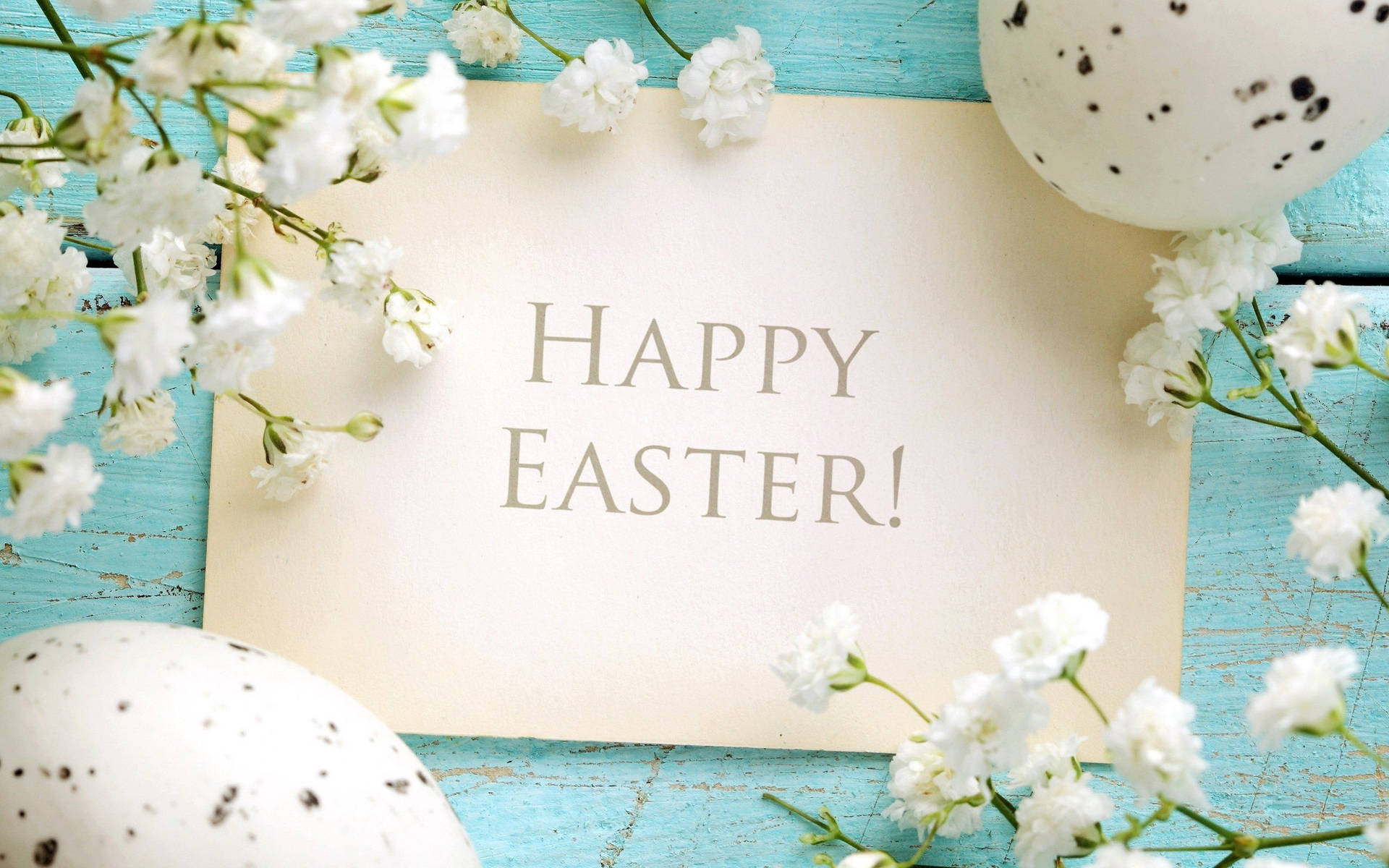 White And Mint Green Theme Happy Easter Poster Wallpaper