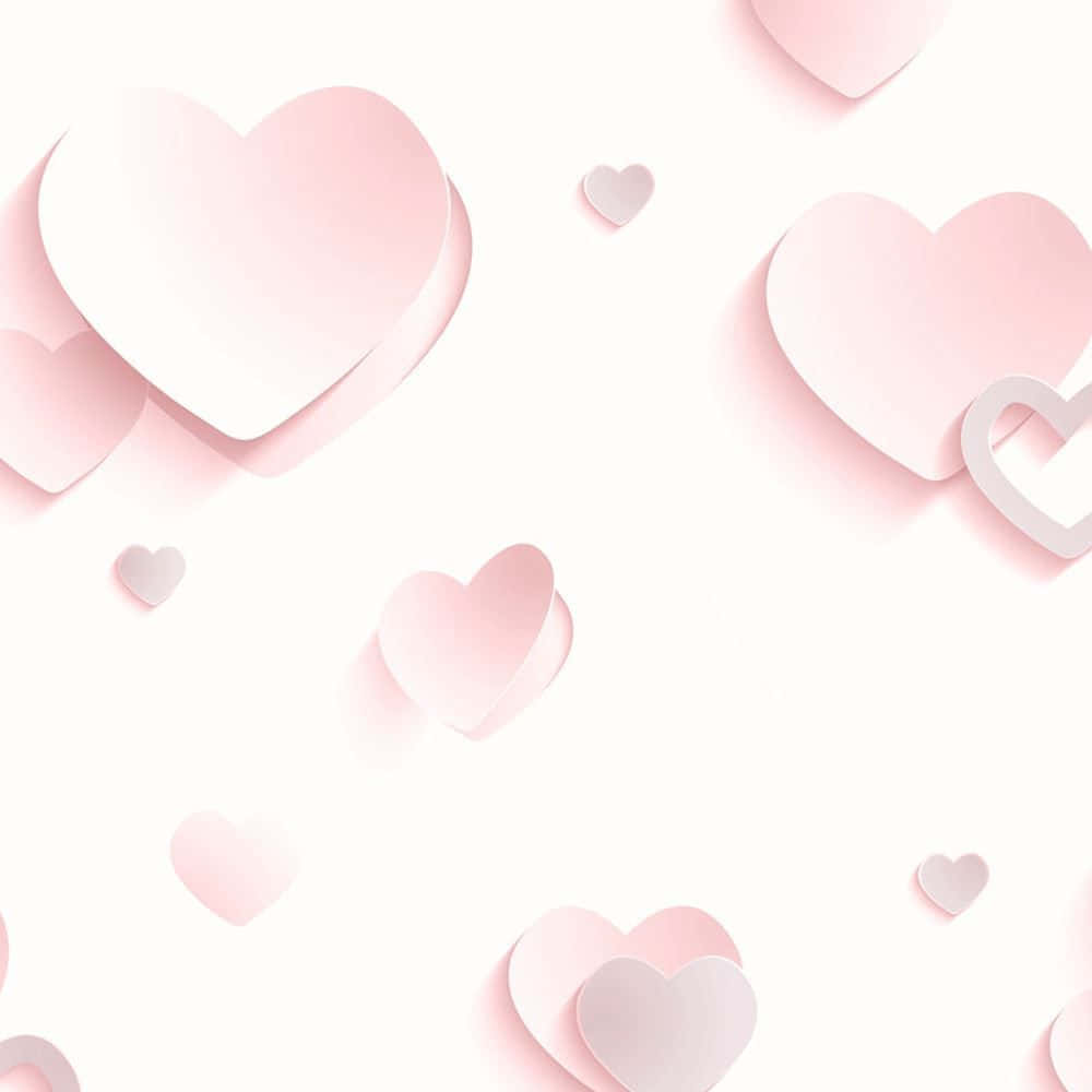 Pink Paper Hearts On A White Background