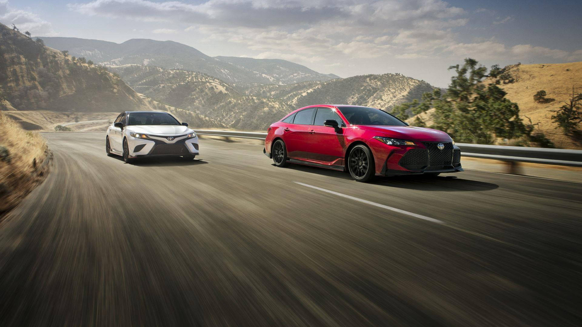 White And Red Camry TRD Toyota 4K Wallpaper