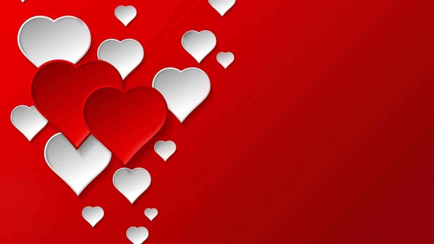 Bakgrundsbildermed Vita Och Röda Hjärtan Till Alla Hjärtans Dag På Datorskärmen. Wallpaper