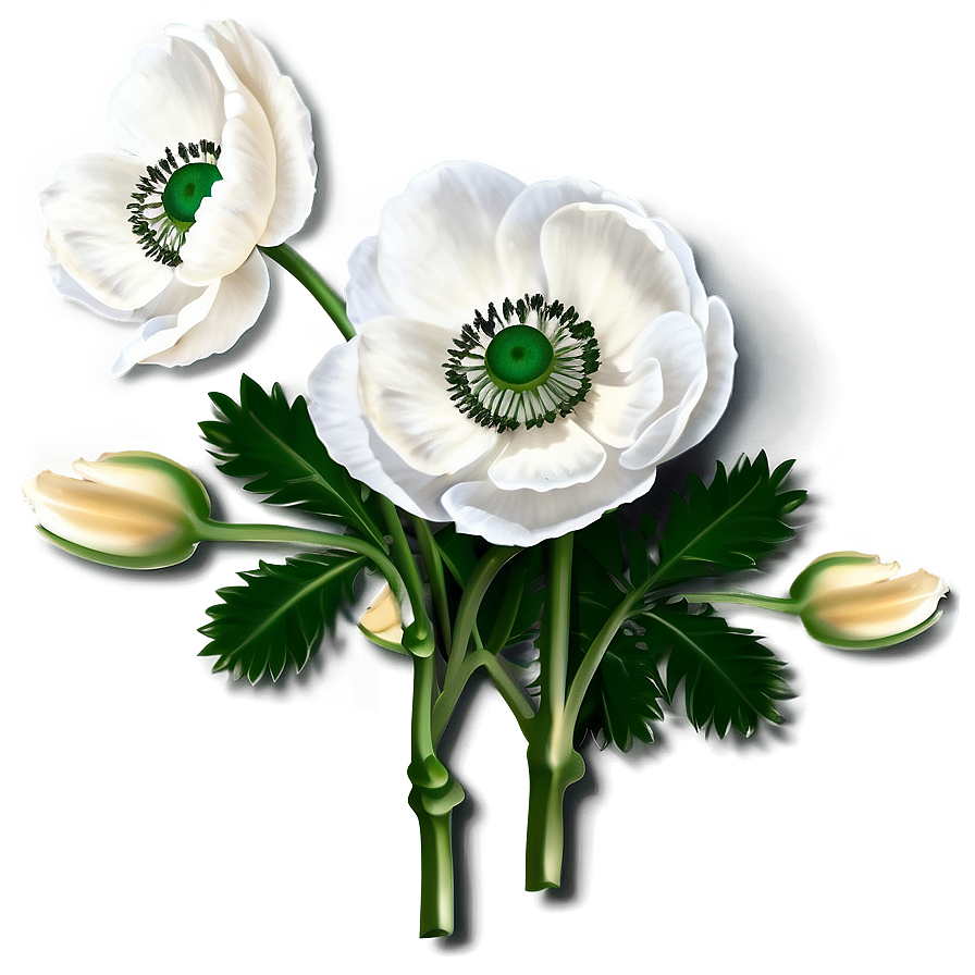 White Anemone Flower Png 05242024 PNG