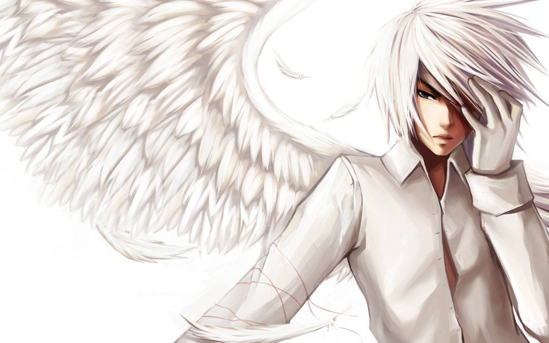 A tender angel in white Wallpaper