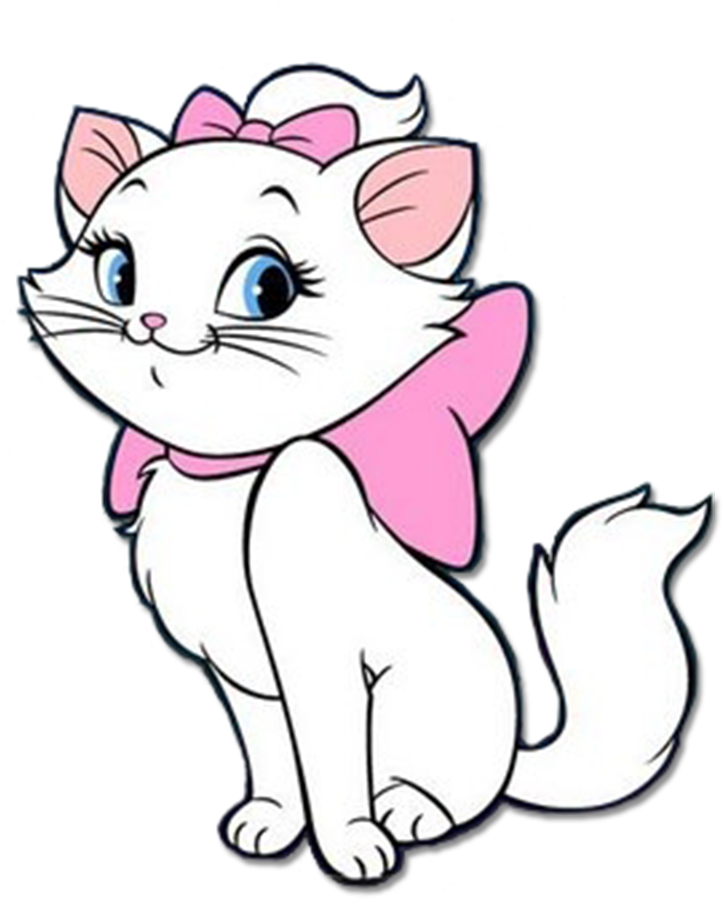 White Animated Kitten Pink Bow PNG