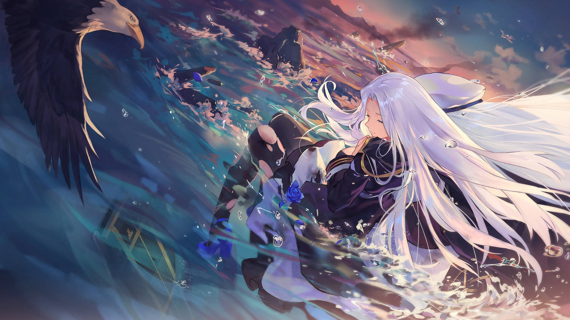 A Mystical White Anime Character Wallpaper