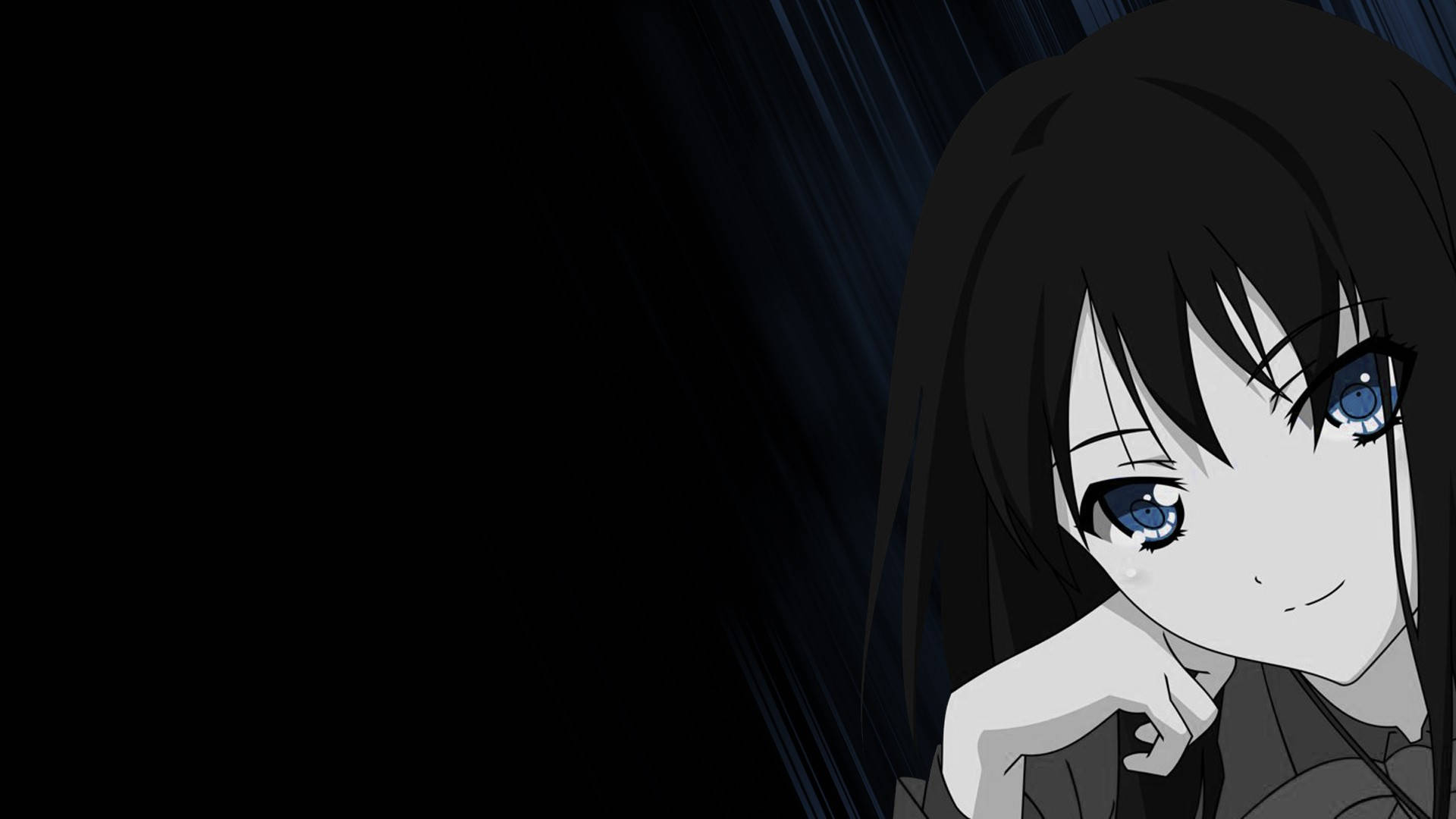 A Girl With Long Black Hair And Blue Eyes Wallpaper