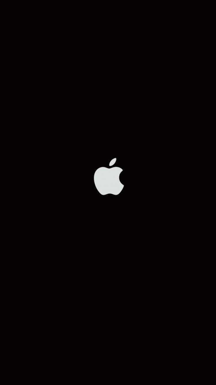 White Apple Logo Solid Black Iphone Picture