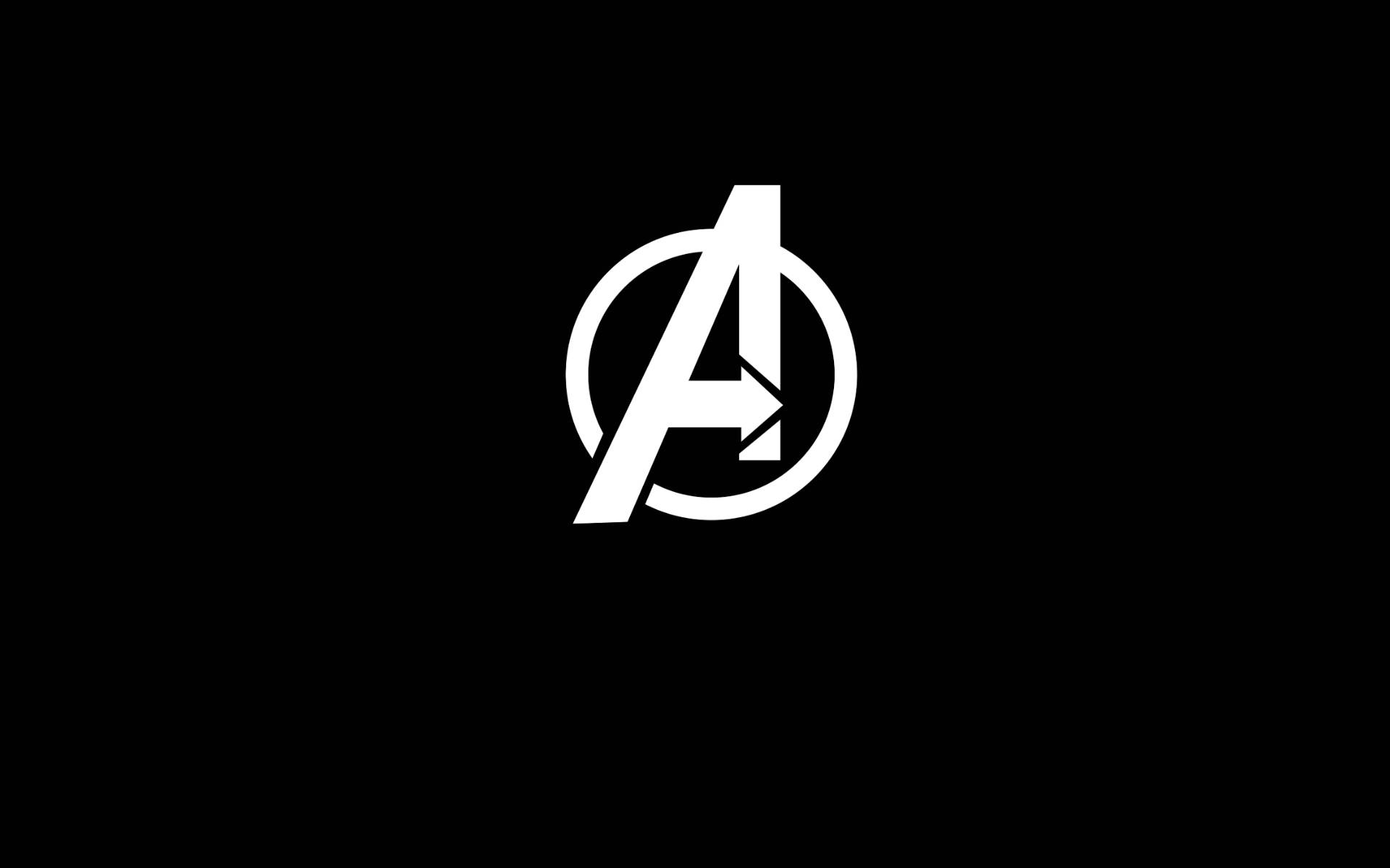 White Avengers Logo In Solid Black Wallpaper