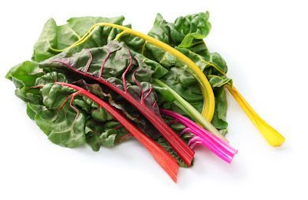 Vibrant Swiss Chard on a White Background Wallpaper