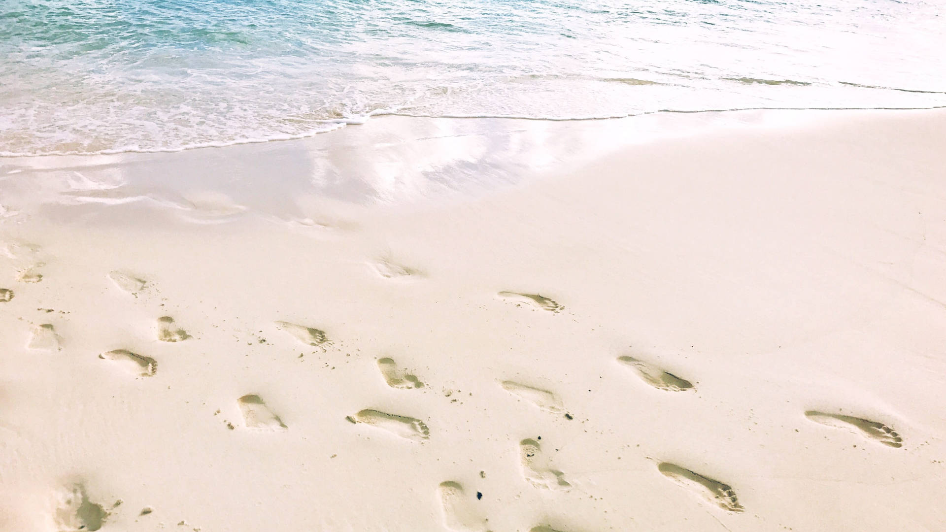 White Beach Footprints Wallpaper