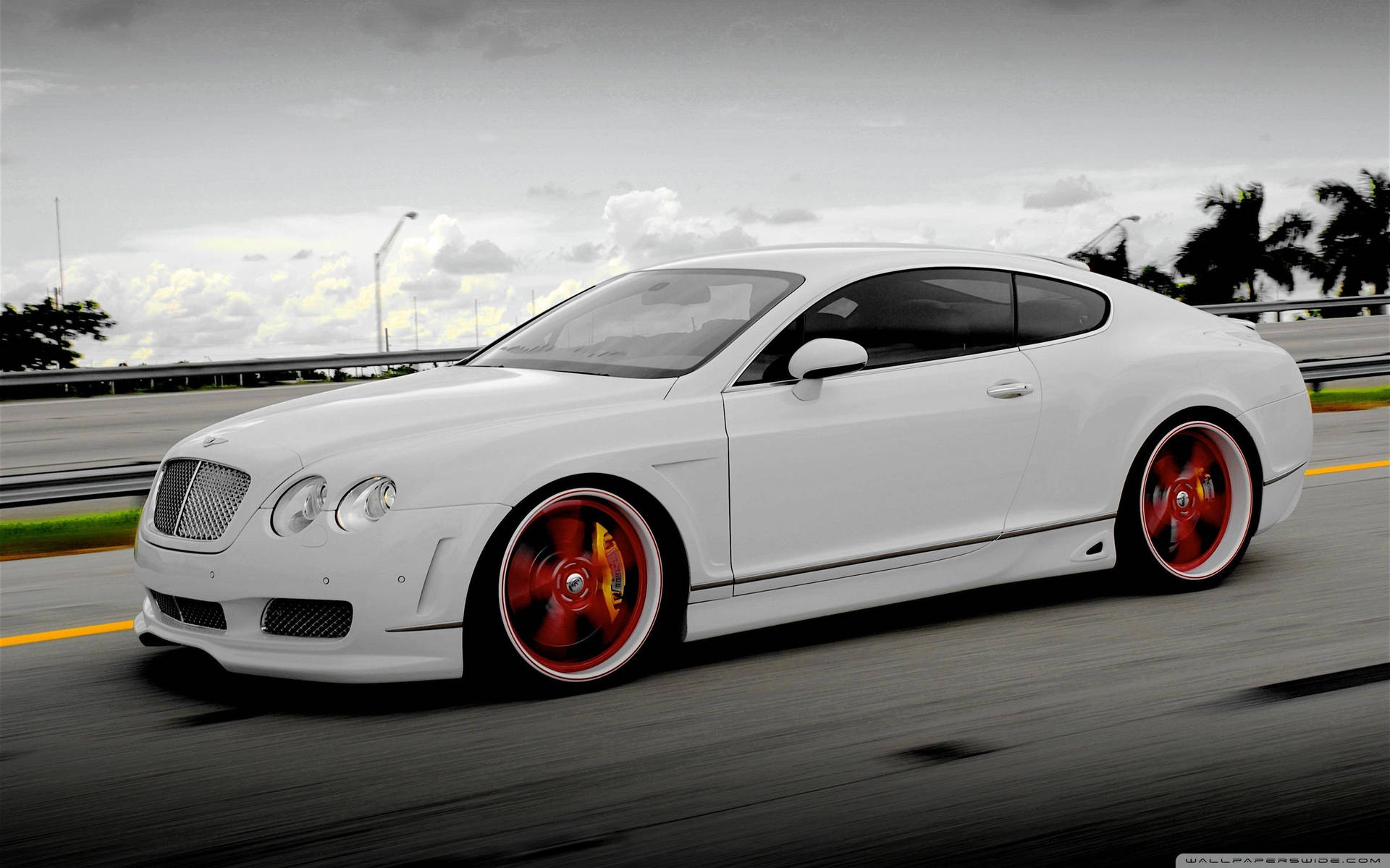 White Bentley Continental GT Red Mags Wallpaper