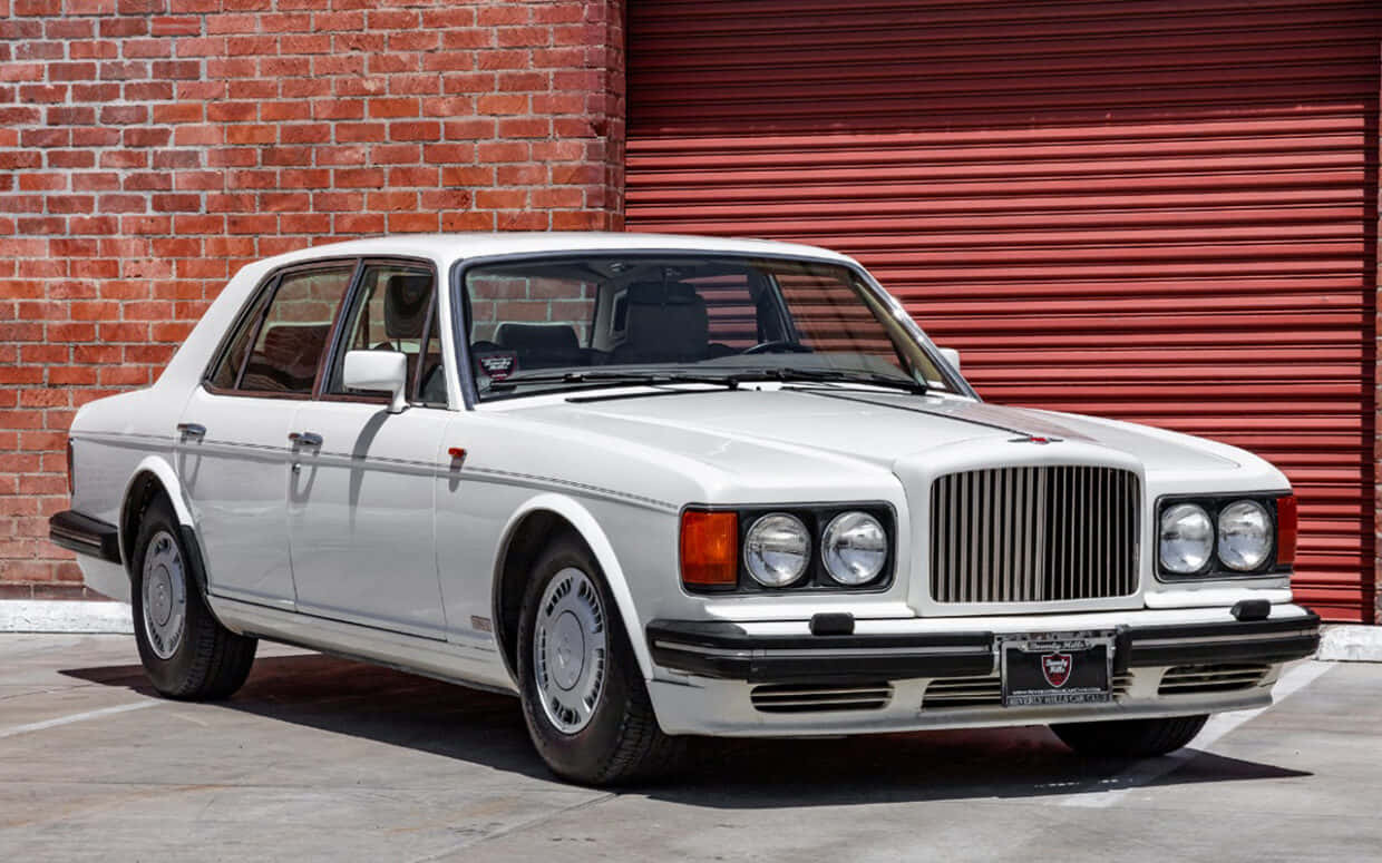 Witte Bentley Turbo R Klassieke Luxe Auto Achtergrond