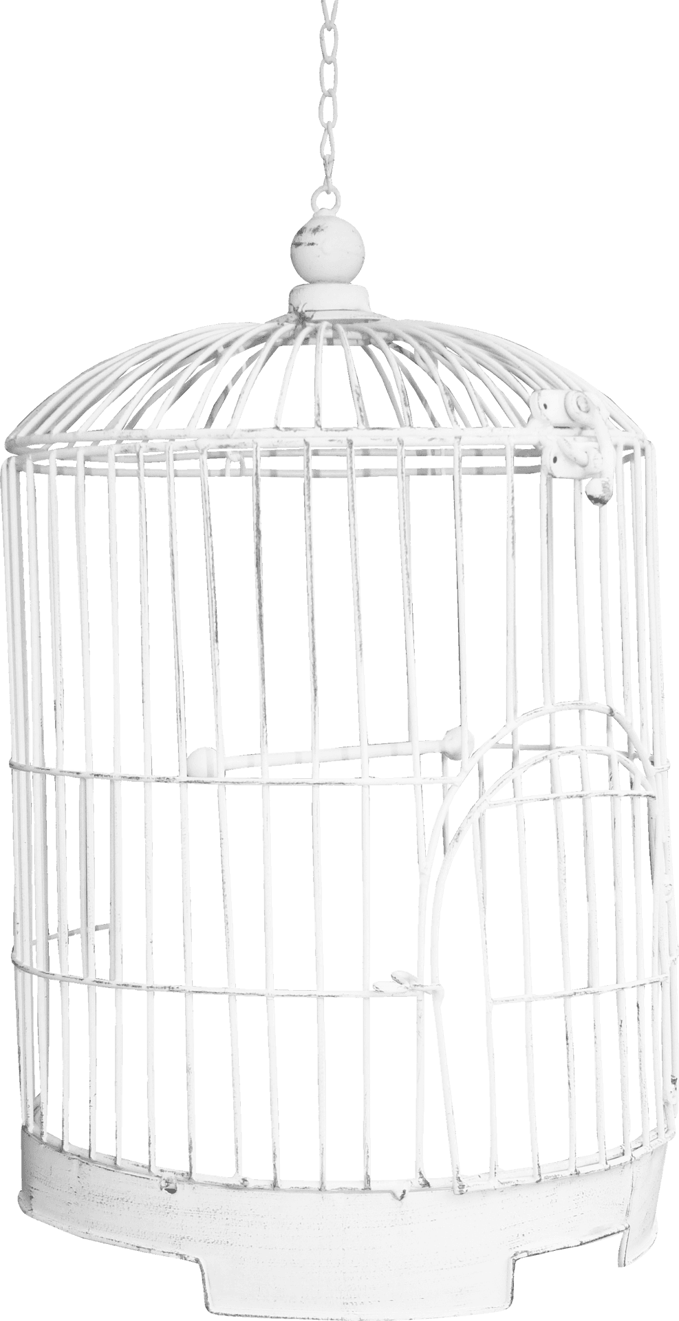White Bird Cage Hanging PNG