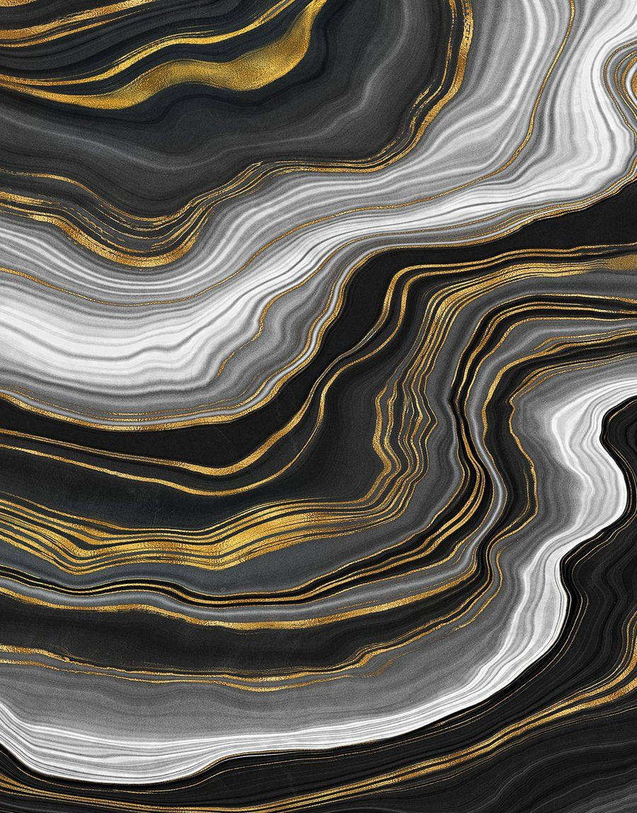 Weißesschwarzes Und Gold Marmor Wallpaper