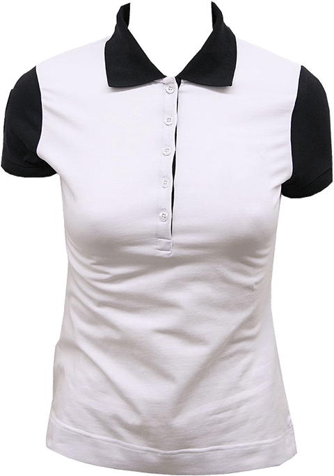 White Black Contrast Collar Polo Shirt PNG