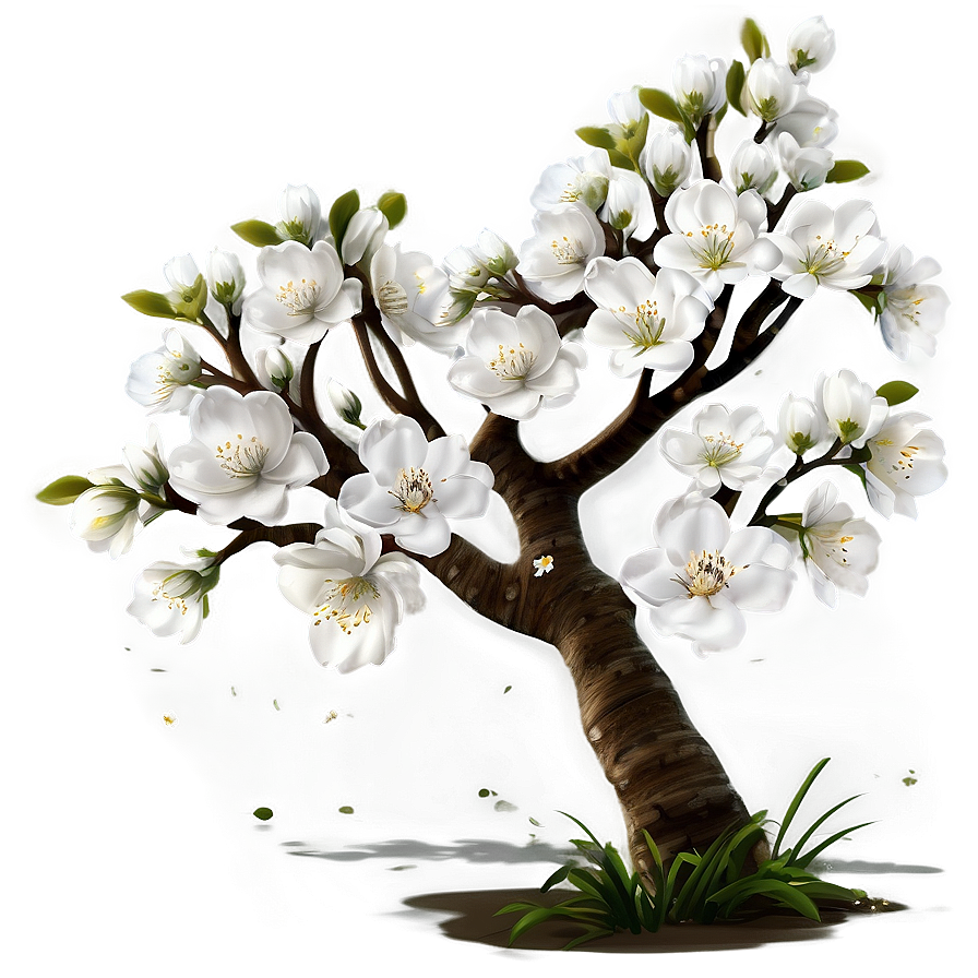 White Blossom Tree Scene Png Aql PNG