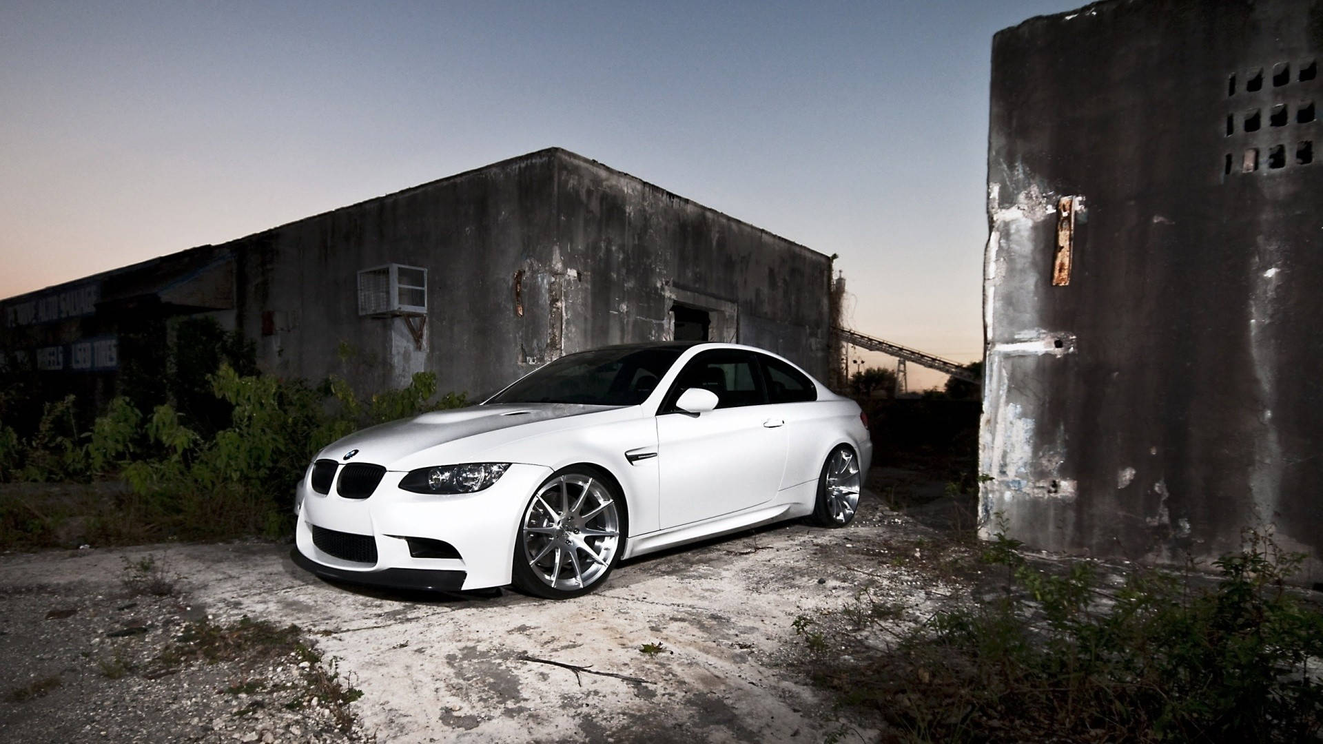 White BMW M3 Car Parking Lot Wallpaper