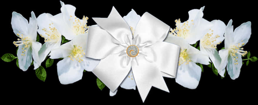 White Bowand Jasmine Flowers PNG