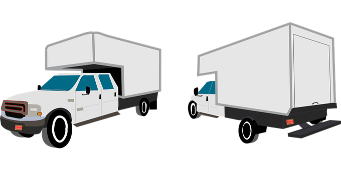 White Box Truck Vector Illustration PNG