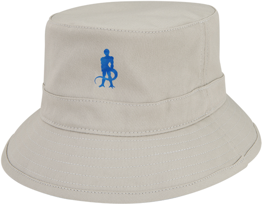 White Bucket Hat Blue Logo PNG