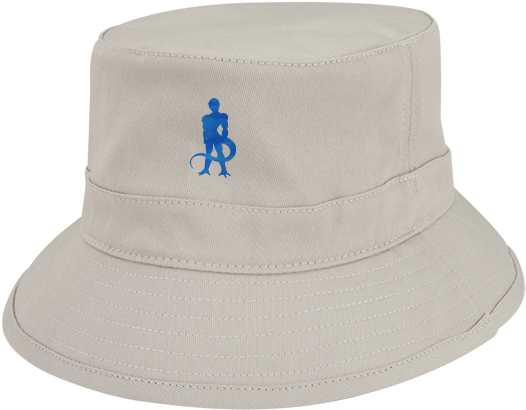 Download White Bucket Hat Blue Logo | Wallpapers.com