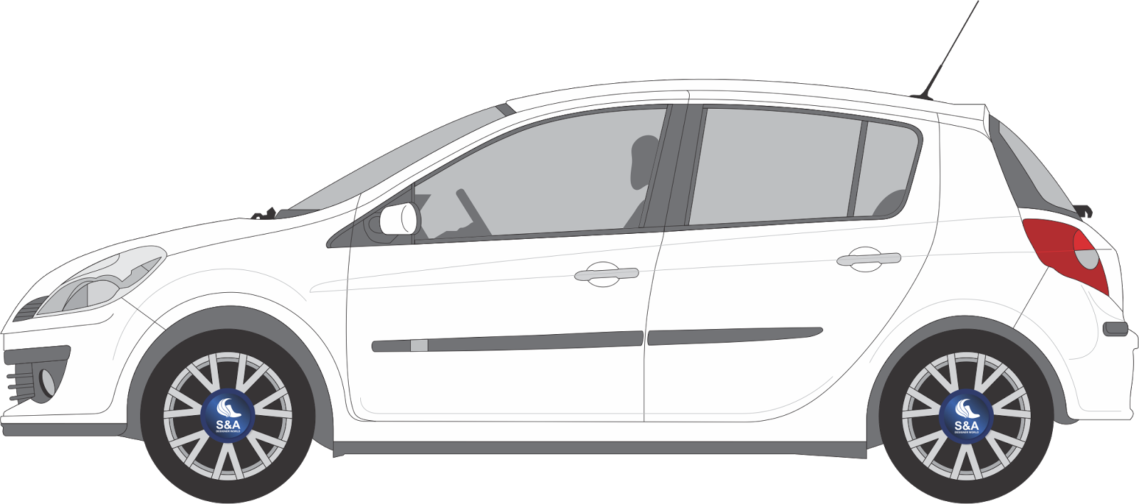 White Buick Hatchback Illustration PNG