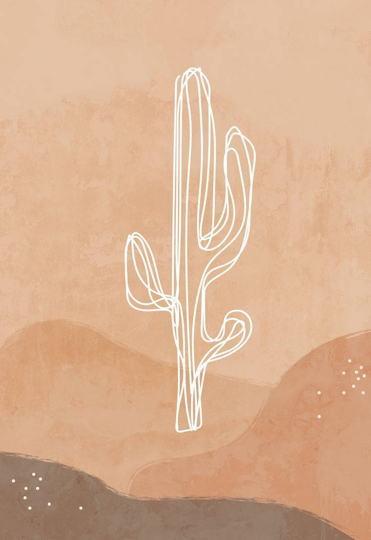 White Cactus Boho Iphone Wallpaper