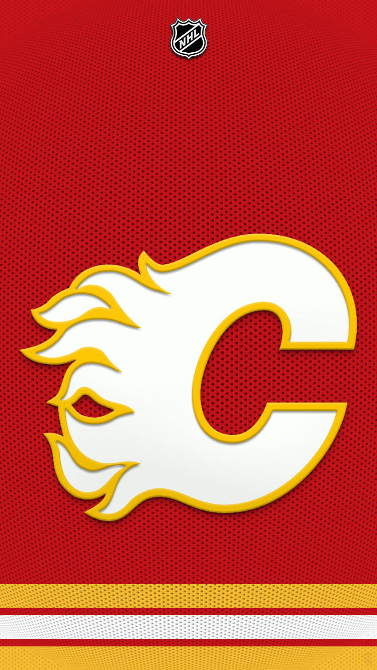 Hvid Calgary Flames Gul Lining Logo Wallpaper