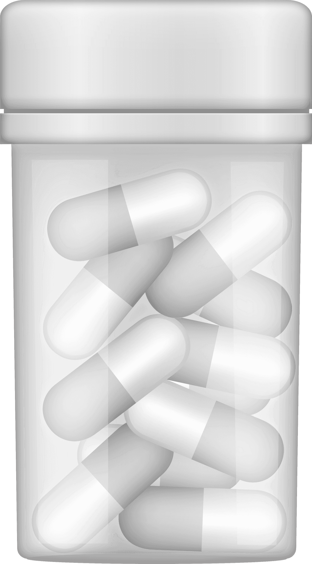 White Capsule Pillsin Bottle PNG