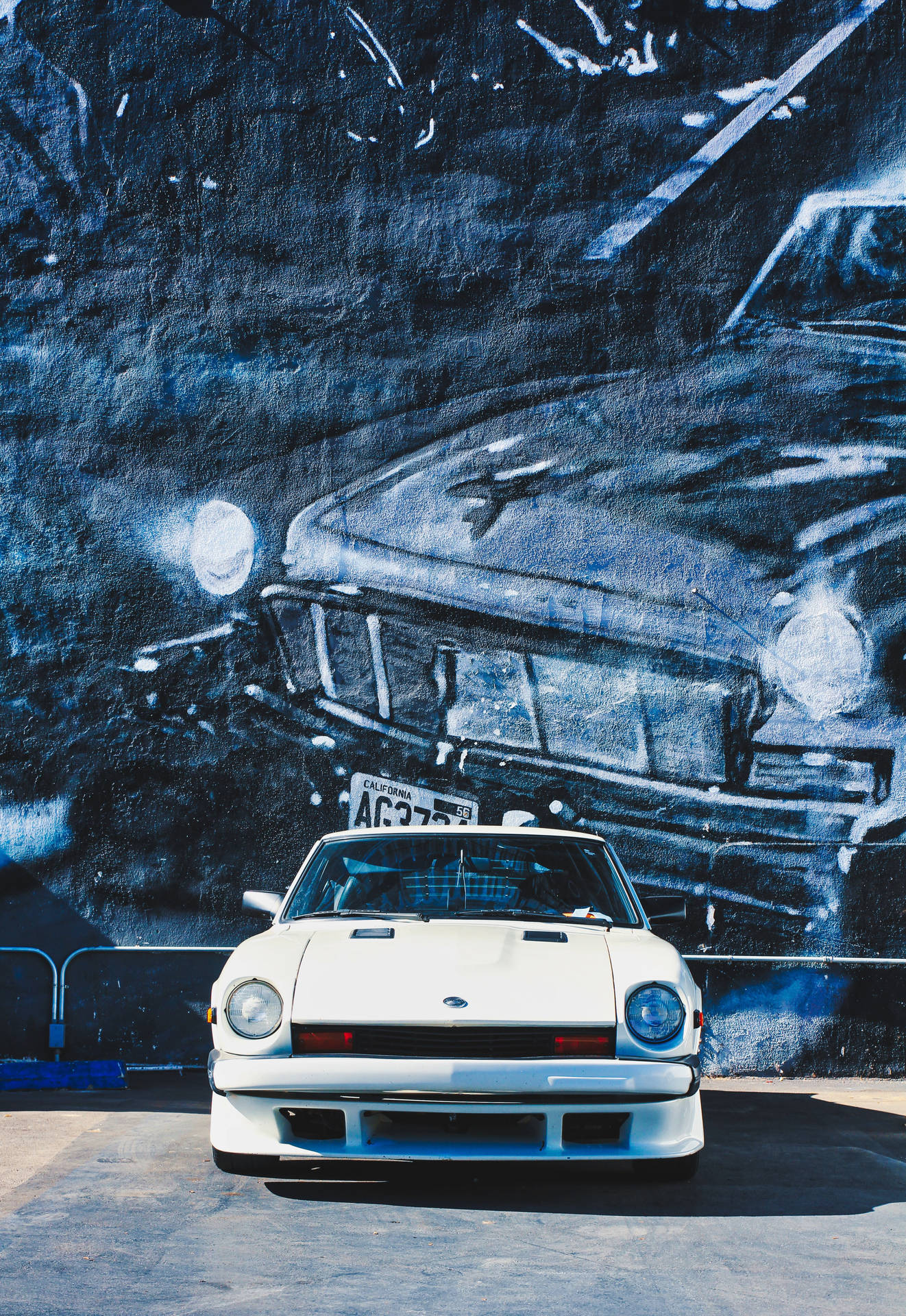 White Car Wall Graffiti Iphone Background